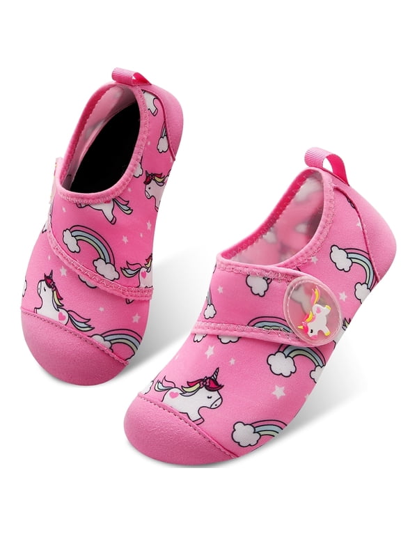Kids Water Shoes Girls Boys Toddler Non-Slip Quick Dry Aqua Socks Beach Swim Walking Shoes Pink 4-4.5 Big Kid