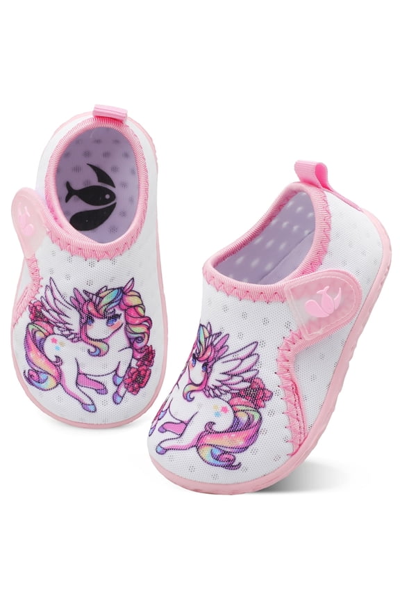 Kids Water Swim Shoes Quick Dry Barefoot Aqua Socks Non-Slip Beach Pool Shoe for Baby Boy's and Girls Unicorn Toddler