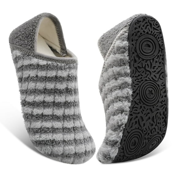 Barerun Mens Cozy Memory Foam Slippers Womens Slip On Warm House Slippers Grey