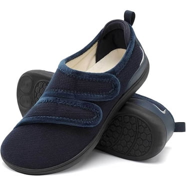LARGERED Men's Diabetic Slippers – Adjustable Hook & Loop, Memory Foam, Non-Slip