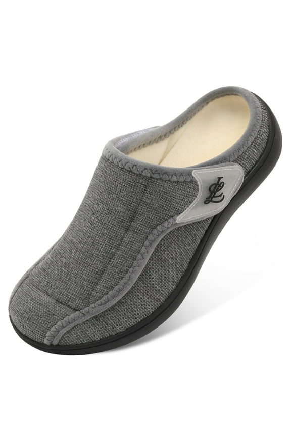 Mens Wide Toe Box Diabetic Slippers Adjustable Bedroom House Slippers Elderly Comfort