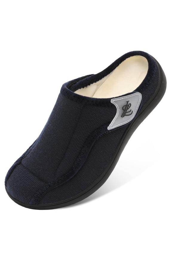 Men's Slippers Diabetic Friendly Flats, Wide, 9.5