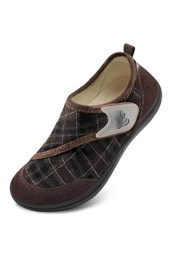 Men Diabetic Slippers Rubber Sole Adjustable Wide Indoor Outdoor House Shoes