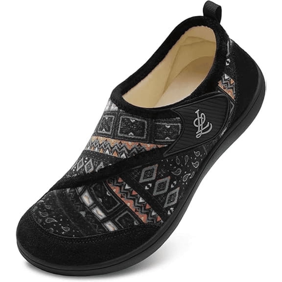 Barerun Men Diabetic Slippers Rubber Sole Adjustable Wide Indoor Outdoor House Shoes