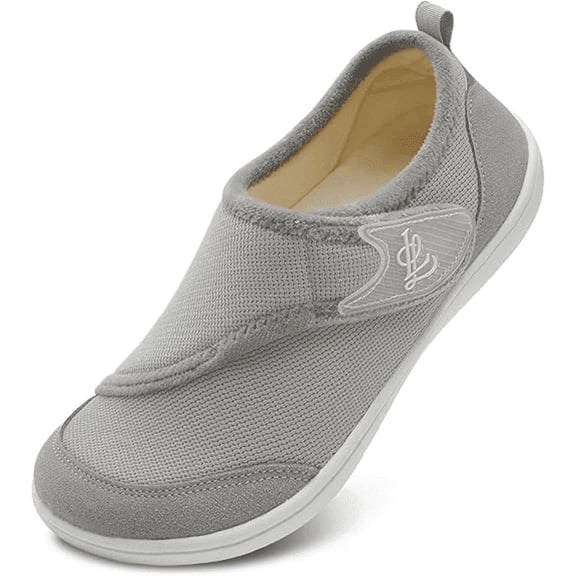 Barerun Men Diabetic Slippers Rubber Sole Adjustable Wide Indoor Outdoor House Shoes