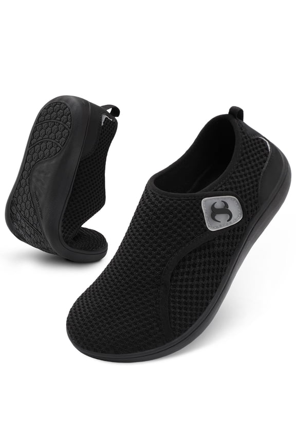 Mens Walking Shoes Wide Diabetic Orthopedic Shoes Comfortable Barefoot Zero Drop Sneakers Adjustable Indoor Outdoor Shoes
