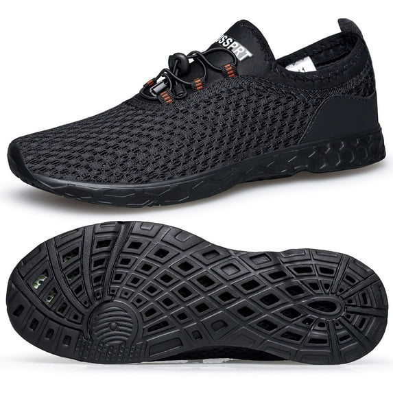 Barerun Mens Water Shoes Barefoot Quick-Dry Aqua Socks Slip-on for Swim Beach Pool Blackholes 8.5-9.5 7-7.5 Men