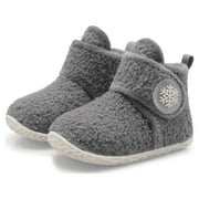 Barerun Slippers for Toddler Boys Girls Fuzzy Slippers Walking Shoes Dark Grey