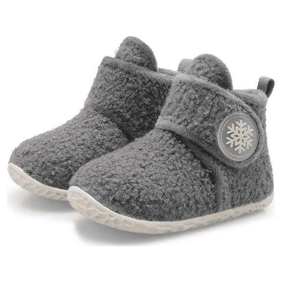 Barerun Slippers for Toddler Boys Girls Fuzzy Slippers Walking Shoes Dark Grey