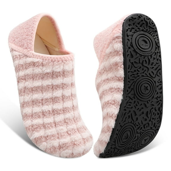 Barerun Slippers for Women Men Fuzzy Slippers Warm Anti-slip House Slipper Socks Pink