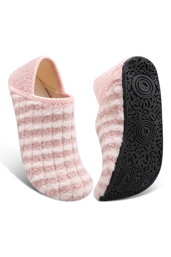 Slippers for Women Men Fuzzy Slippers Warm Anti-slip House Slipper Socks Pink
