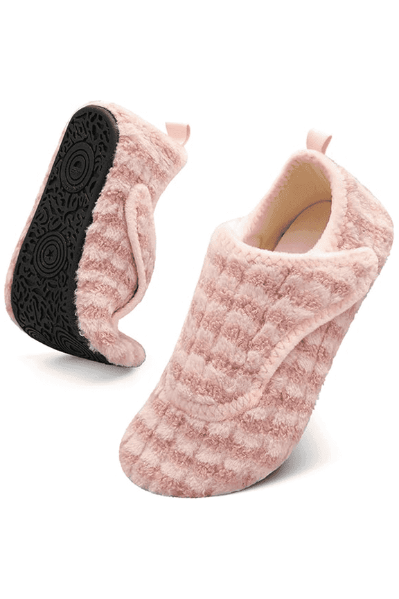 Adjustable Wide Diabetic Slippers for Women and Men with Rubber Sole