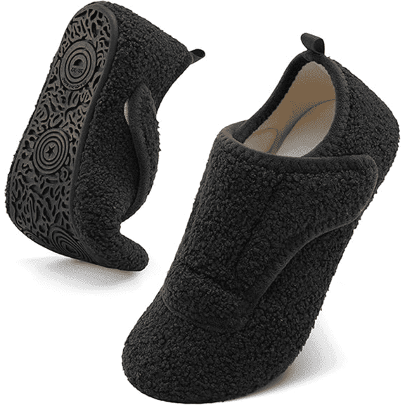 Barerun Adjustable Diabetic Slippers for Women and Men with Rubber Sole