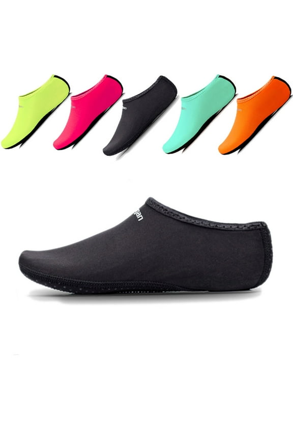 Summer Pool Swimming Water Skin Shoes Aqua Socks for Women Men Aerobics Black 4-5.5 Women/3-4 Men