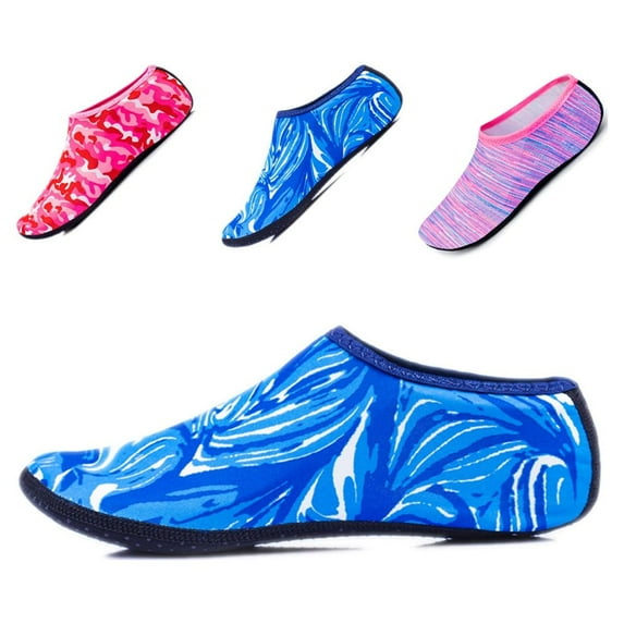 Barerun Summer Pool Swimming Water Skin Shoes Aqua Socks for Women Men Aerobics Blue/Camou 4-5.5 Women/3-4 Men