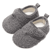 Barerun Toddler Boys Girls House Slippers Indoor Home Shoes Warm Socks for Kids Grey