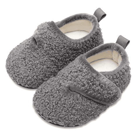 Toddler Boys Girls House Slippers Indoor Home Shoes Warm Socks for Kids Grey