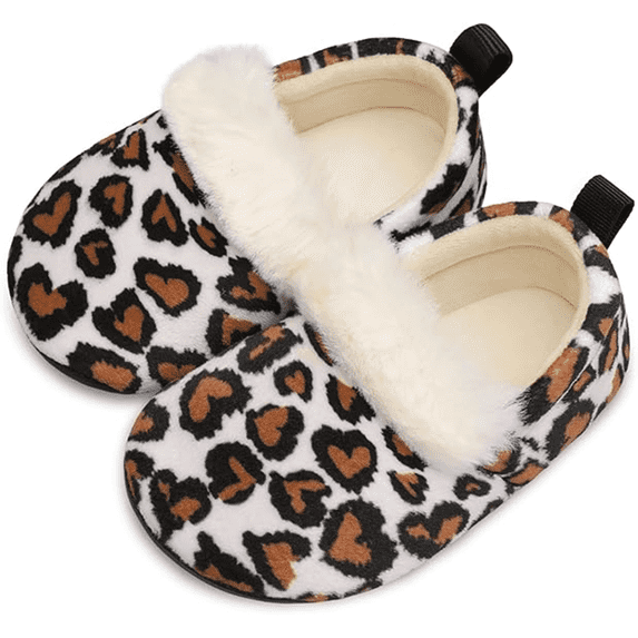 Barerun Toddler Girls Boys Slippers with Faux Fur Rubber Sole