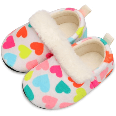 Barerun Toddler Girls Boys Slippers with Faux Fur Rubber Sole