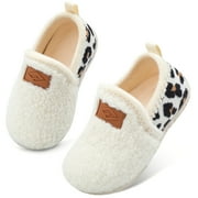 BARERUN Toddler Boys Girls Slippers House Shoe Winter Fuzzy Slippers for Kids Beige Size 6