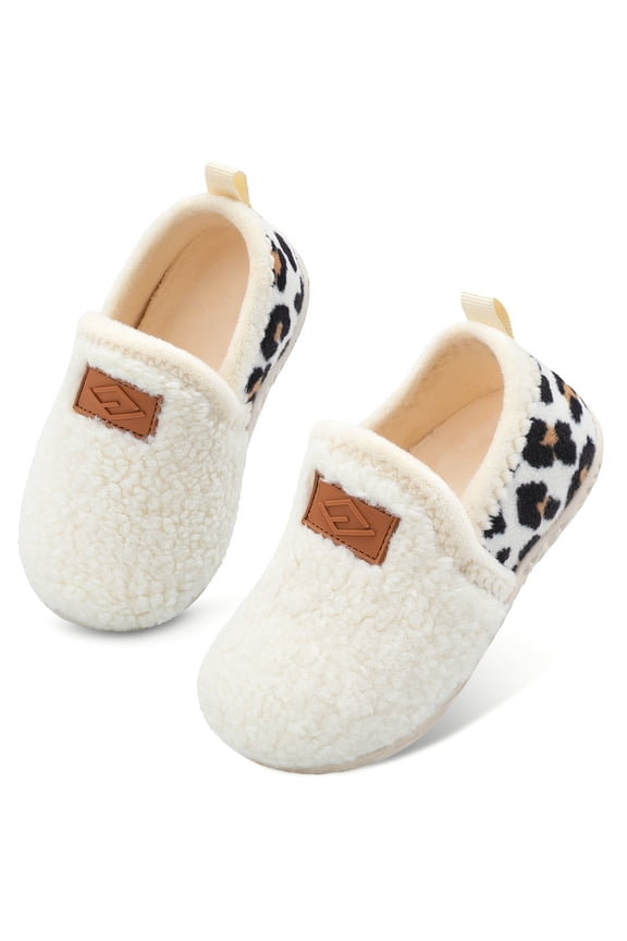 Toddler Boys Girls Slippers House Shoe Winter Fuzzy Slippers for Kids Beige Size 8