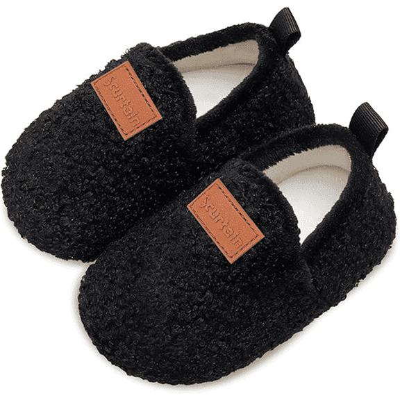 Barerun Toddler Boys Girls Soft Sole House Shoes Lightweight Indoor Socks Slippers for Kids Black 8.5-9