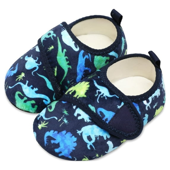 Barerun Toddler Boys Girls Warm Slippers Kids Winter Indoor Household Shoes Blue Dinosaur 5.5-6