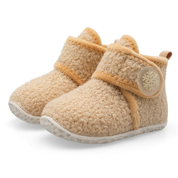 Barerun Toddler Girls Boys Slipper Warm & Non Slip Camel