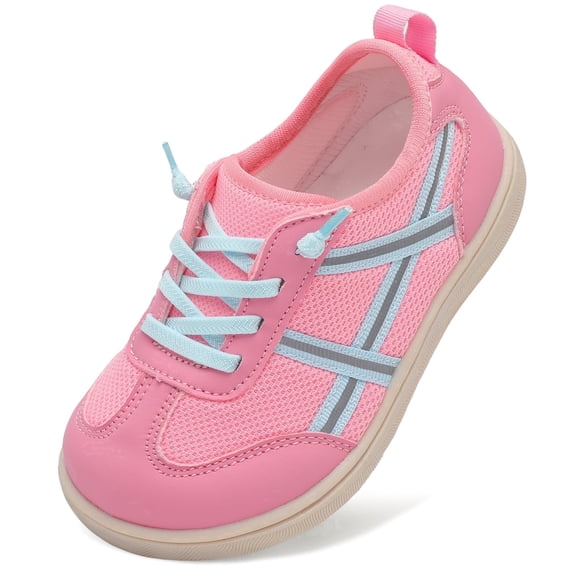 Barerun Toddler Shoes Boys Girls Non-Slip Tennis Shoes Flats,Wide, Pull-On, Square Toe,DarkPink,9 Toddler