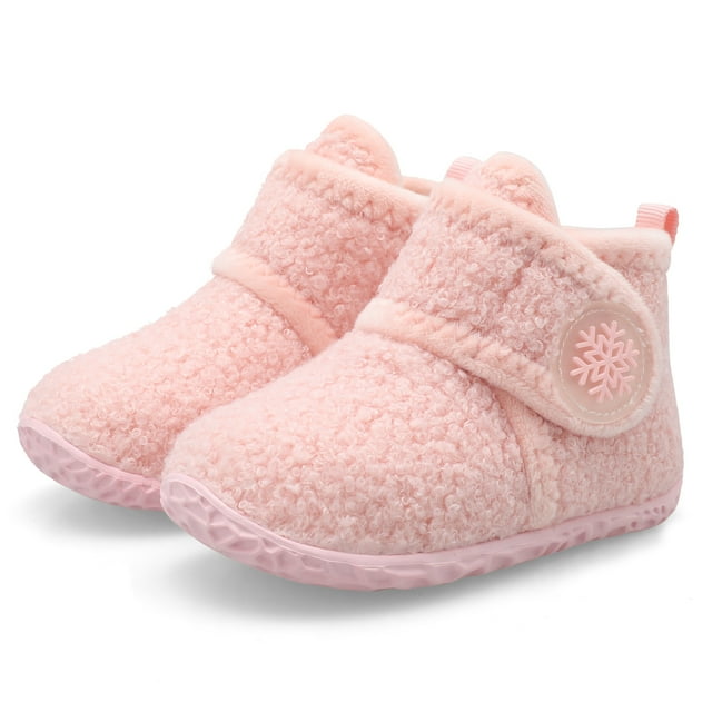 Barerun Toddler Slippers High Top Winter Boys Girls House Shoes Pink