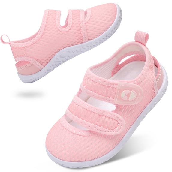 Barerun Toddler Water Shoes Washable Adjustable EVA Sandals,Wide Round Toe Pink,10 Toddler