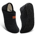 thumbnail image 1 of Barerun Unisex Fuzzy House Slippers with Non-slip Rubber Sole Black, 1 of 8