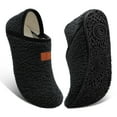 thumbnail image 1 of Barerun Unisex Slippers Fuzzy House Shoes Sock with Non-slip rubber sole Mens Womens Black, 1 of 8