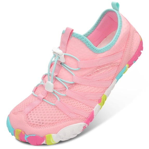 Barerun Unisex Water Shoes Quick-Dry Barefoot Aqua Socks, Wide Platform Closed Toe,Pink,12 Women/11 Men
