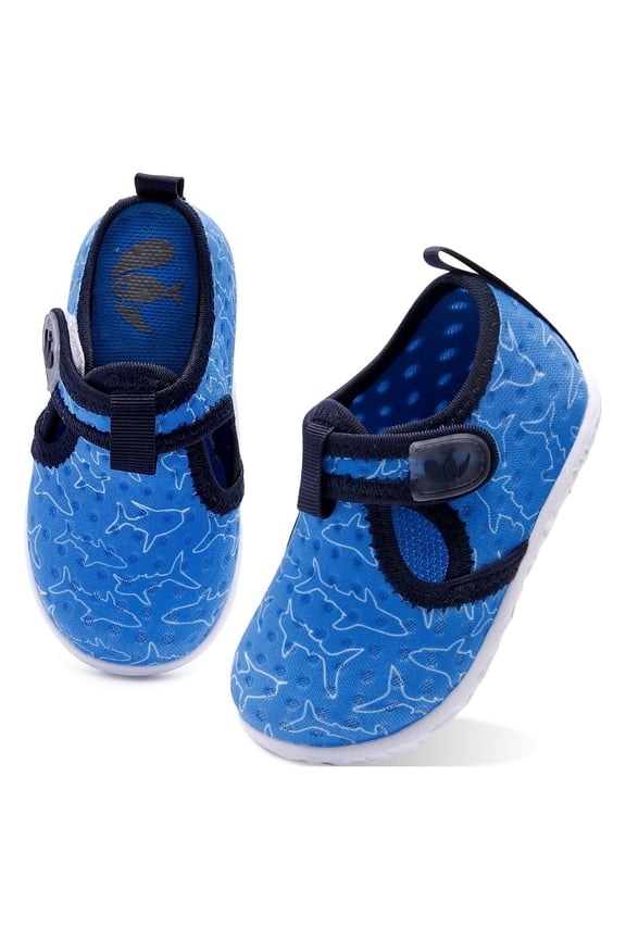 Water Shoes Baby Quick-Dry Aqua Shoe Barefoot Water Sports Socks for Baby Girls and Boys Swim Beach Blue Shark Toddler