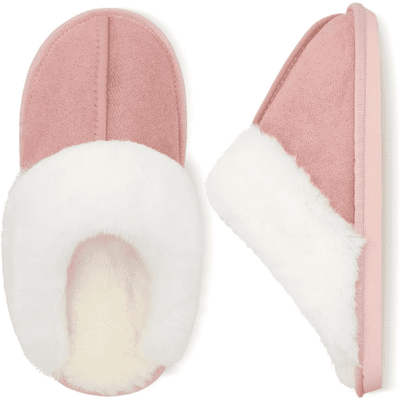 Barerun Winter Fuzzy House Slippers Plush Faux Fur Fluffy Flats Slippers Warm Memory Foam Slide Shoes for Women