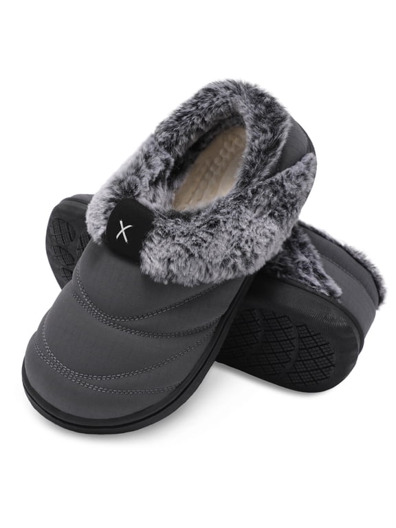 Women Shoes Water-Resistant House Slippers Wide Toe Slip on Winter House Shoes