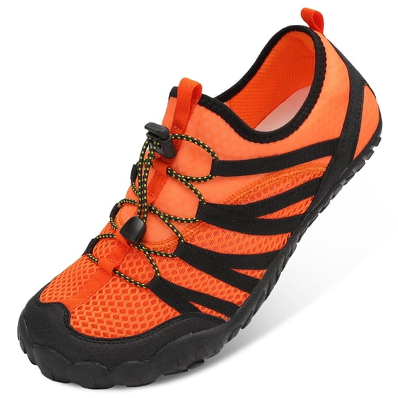 Barerun Unisex Water Shoes Quick-Dry Barefoot Aqua Socks, Wide Platform Closed Toe,Orange9 Women/7.5 Men