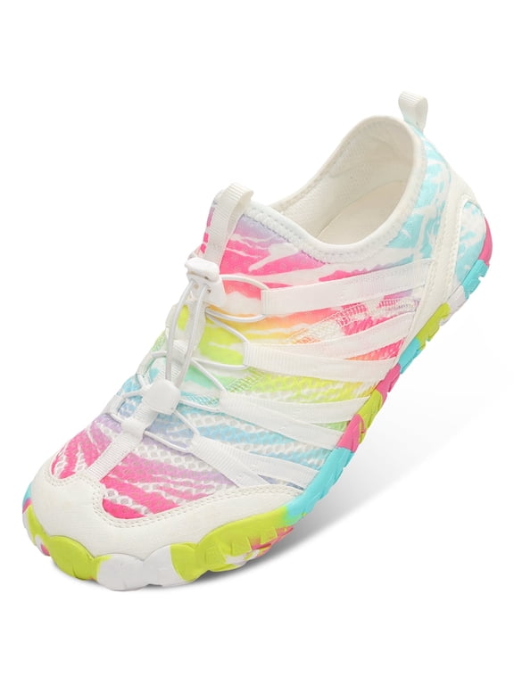 Unisex Water Shoes Quick-Dry Barefoot Aqua Socks, Wide Platform Closed Toe,Colorful,11.5 Women/10.5 Men