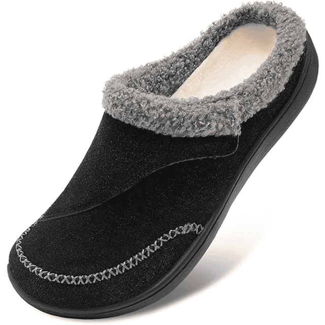 Barerun Adjustable House Shoes for Arthritis & Swollen Feet with Memory Foam & Rubber Sole