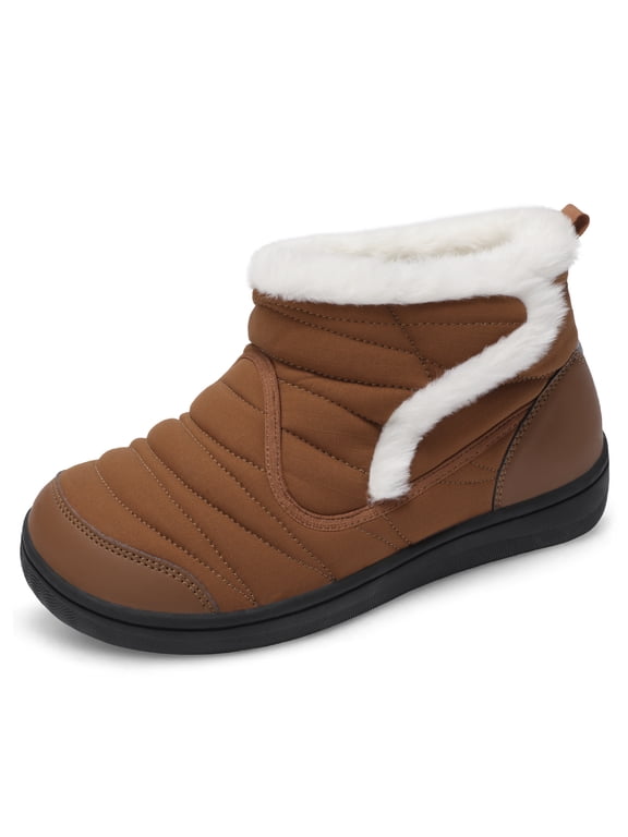 Women Shoes Wide Toe Box Slip-Resistant Ankle-High Booties Fur Lined Winter Booties