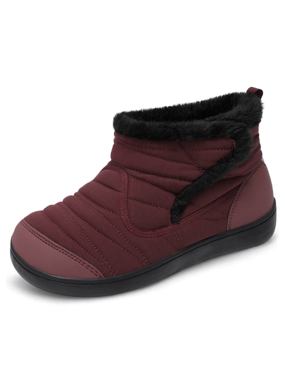 Women Shoes Wide Toe Box Slip-Resistant Ankle-High Booties Fur Lined Winter Booties