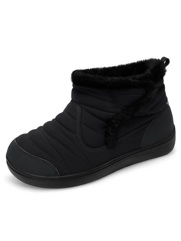 Women Shoes Wide Toe Box Slip-Resistant Ankle-High Booties Fur Lined Winter Booties