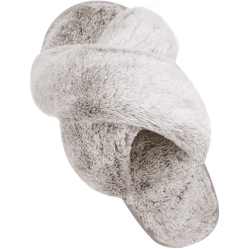 Barerun Women's Open Toe Slippers Fuzzy Fluffy House Slippers for