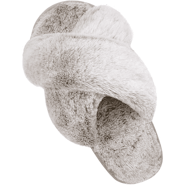 Barerun Women's Open Toe Slippers Fuzzy Fluffy House Slippers for Women Cozy Criss Cross Furry Slides Slippers 11.5-12.5