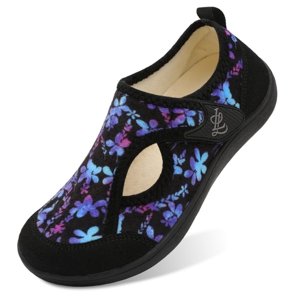 Barerun Women's Wide Diabetic Slippers Adjustable for Indoor Outdoor House Shoes