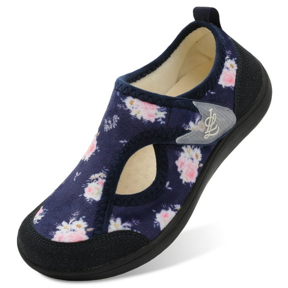 Barerun Women's Wide Diabetic Slippers Adjustable for Swollen Feet Indoor Outdoor House Shoes