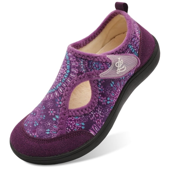 Barerun Women's Wide Diabetic Slippers Adjustable for Swollen Feet Indoor Outdoor House Shoes