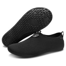 Barerun Womens Mens Water Shoes Barefoot Quick-Dry Aqua Socks Slip-on for Swim Beach Pool Blacklines 8.5-9.5 Women 7-7.5 Men