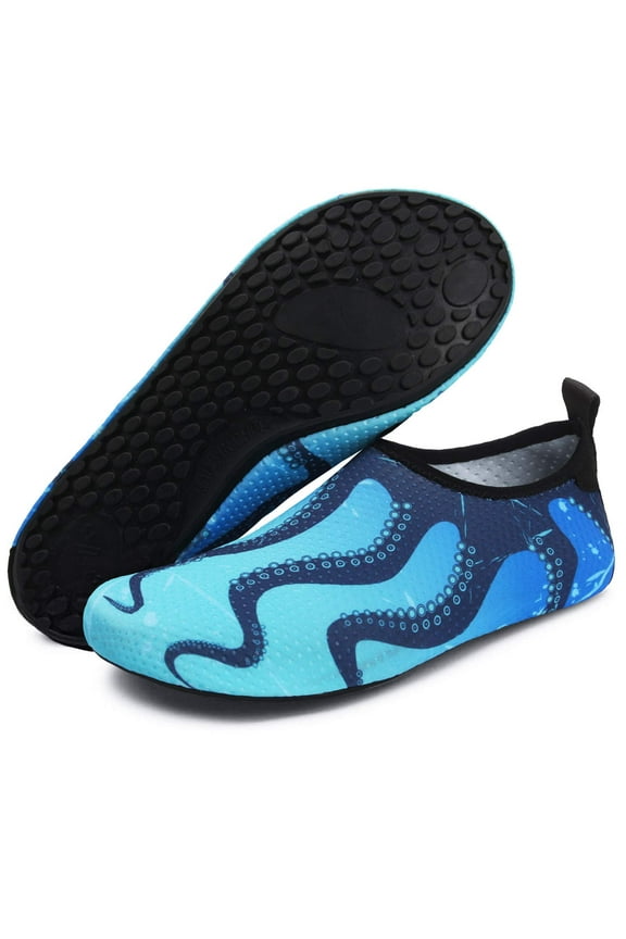 Womens Mens Water Shoes Barefoot Quick-Dry Aqua Socks Slip-on for Swim Beach Pool Blue 8.5-9.5 Women 7-7.5 Men